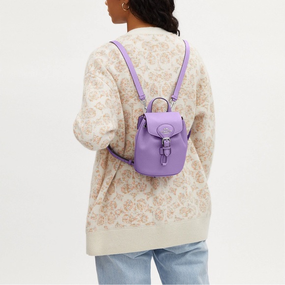 NWT Coach Amelia Convertible Backpack Crossbody Pebble Leather Iris Purple CL408 - Picture 11 of 12